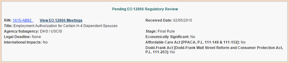 ead for h4 rule omb review