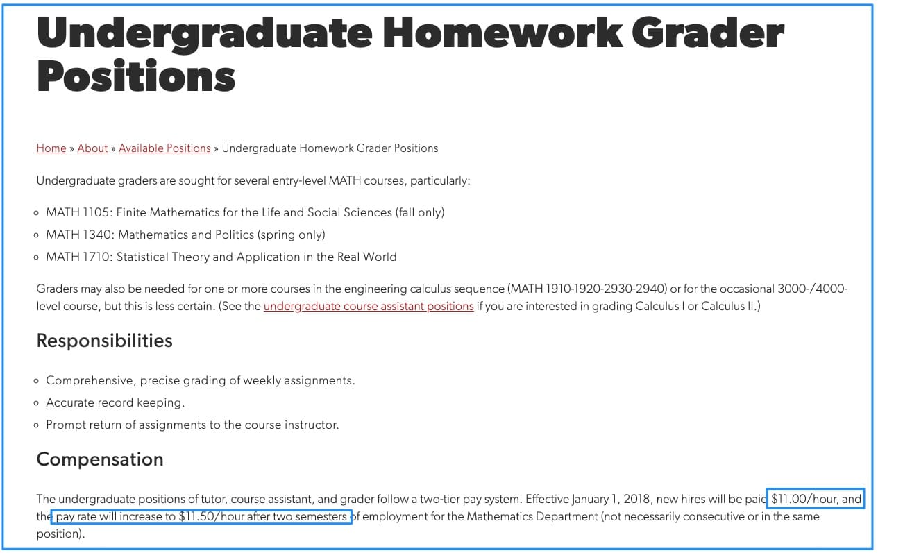 Undergraduate Homework Grader Position