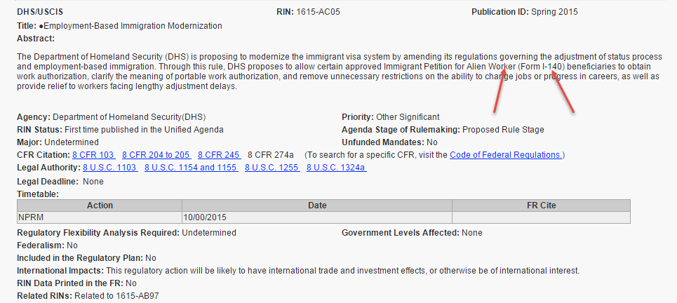 ead for i140 rule making