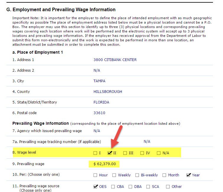 H1b Prevailing Wage Chart