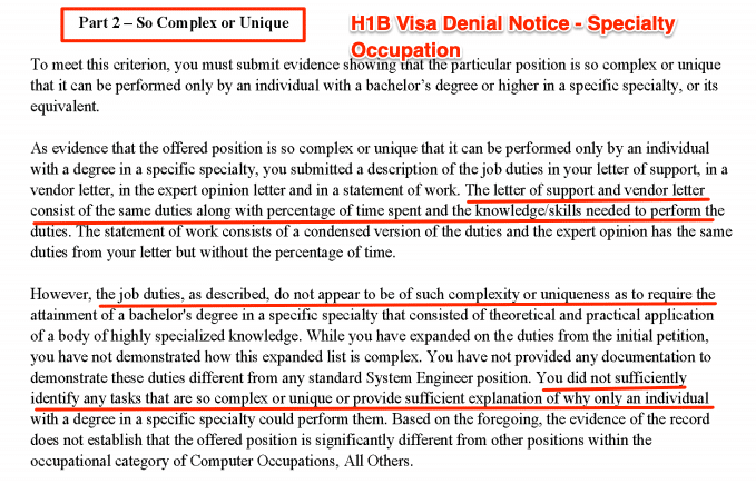 specialty occupation h1b rfe denial notice